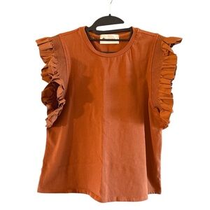 The Impeccable Pig Ruffled Sleeve Orange Women's Top